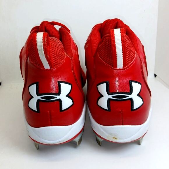 Under Armour Men's Fire Red Metal Baseball Cleats - Size 14 - Picture 4 of 6